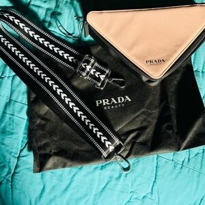 Prada Triangle Nylon Pink & Black Cosmetic Bag